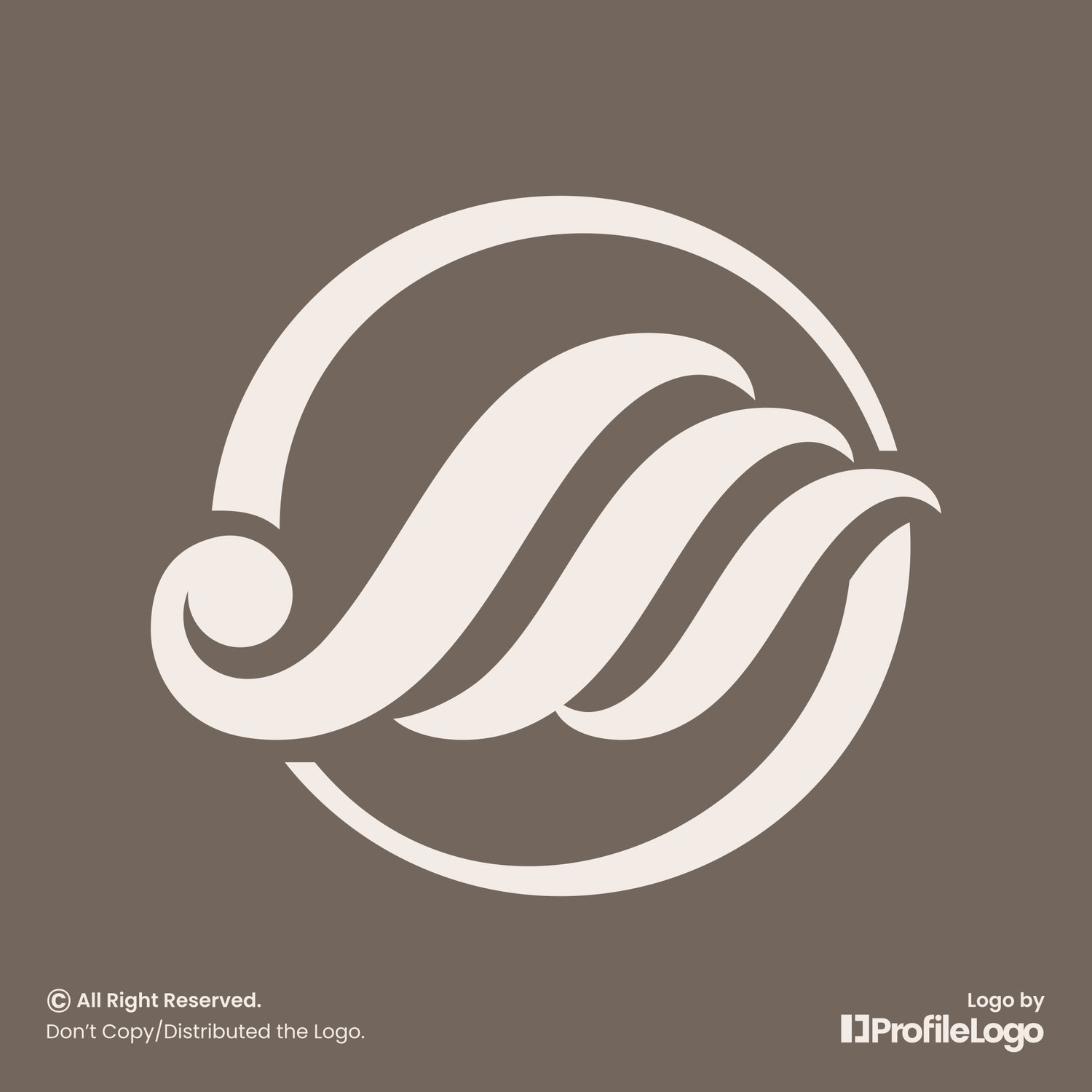 Luxury abstract wave letter W logo by ProfileLogo with dark brown background