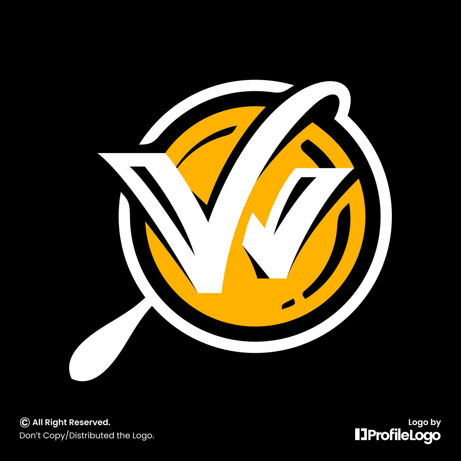 Magnifying glass letter W logo by ProfileLogo with black background