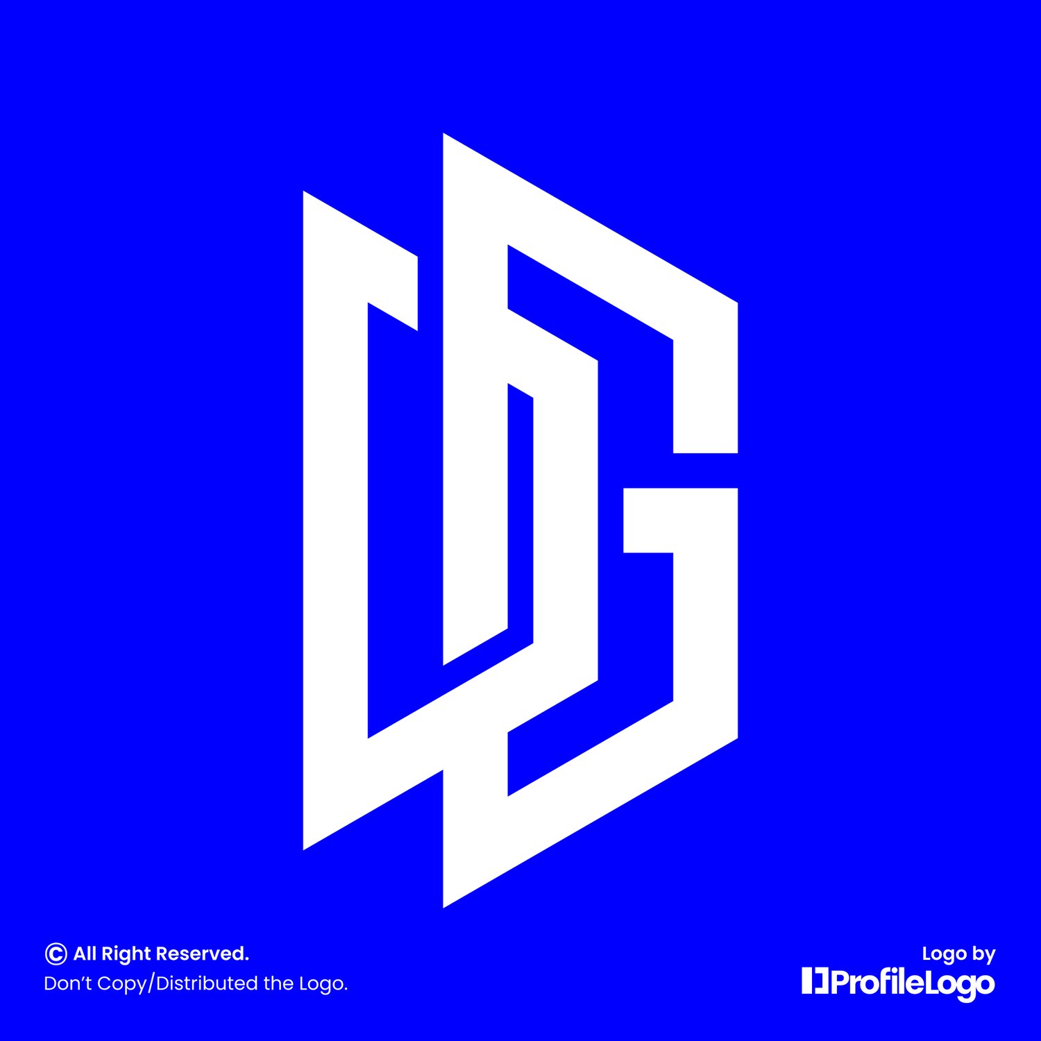 Simple line abstract letter DG logo by ProfileLogo with blue background