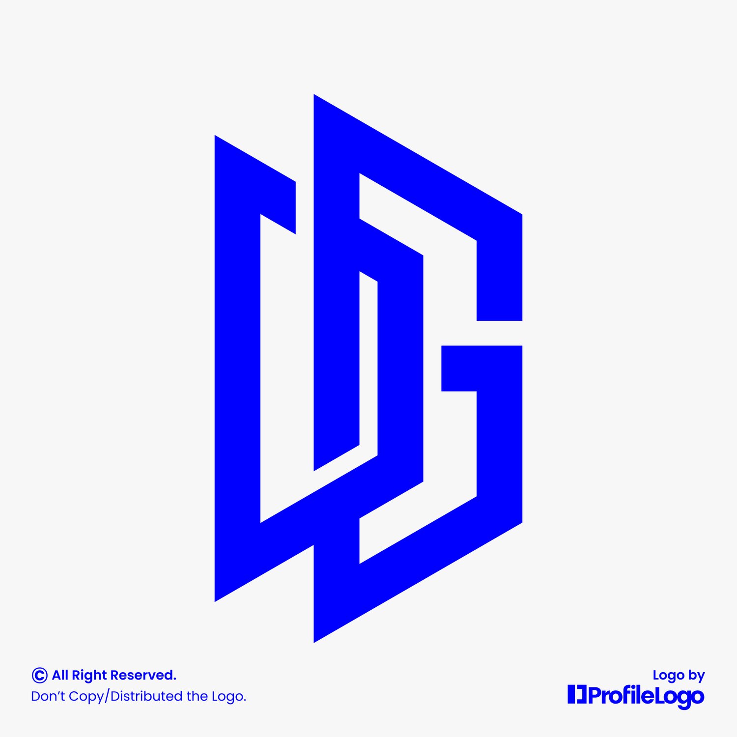 Simple line abstract letter DG logo by ProfileLogo with light grey background