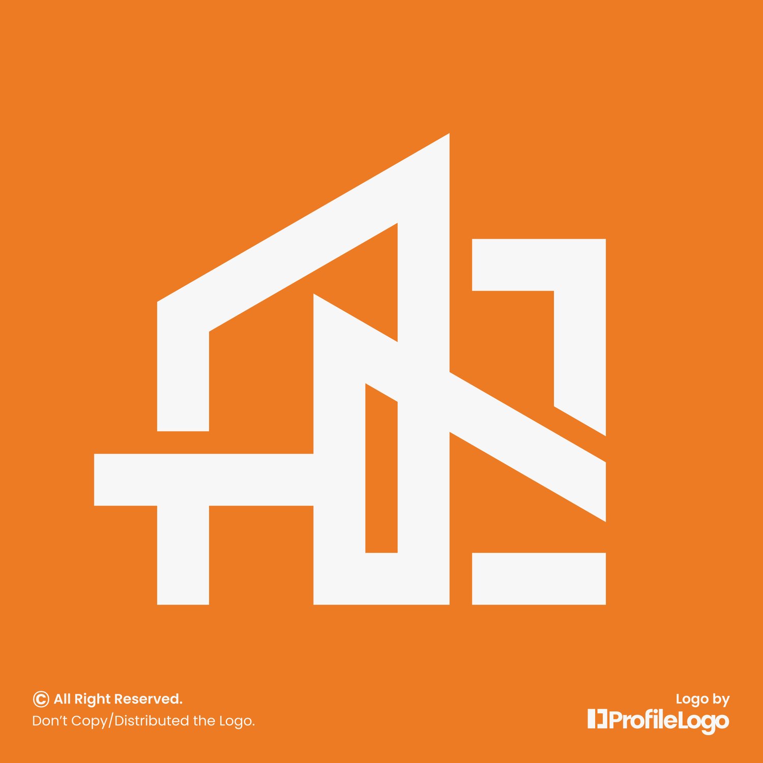 Simple structure line letter AC logo by ProfileLogo with orange background