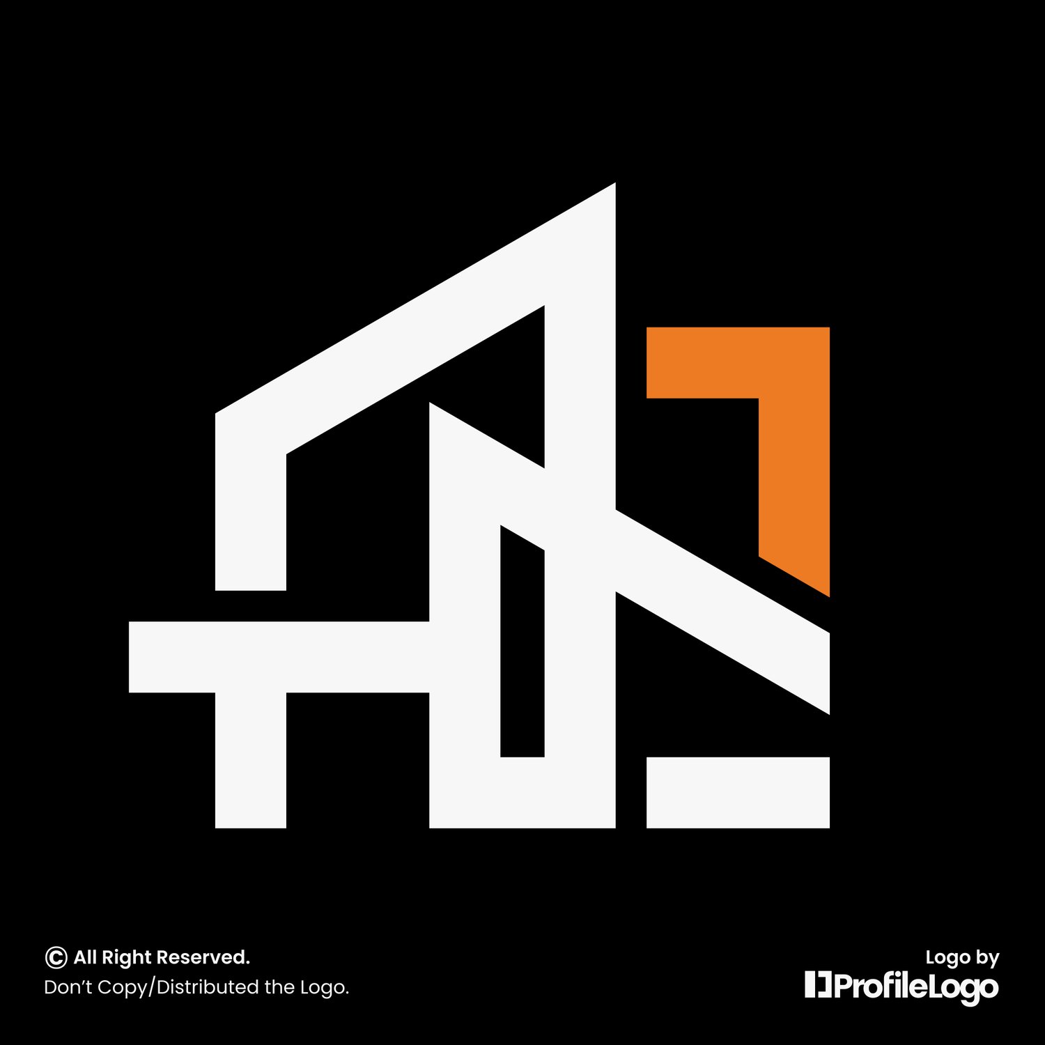 Simple structure line letter AC logo by ProfileLogo with black background