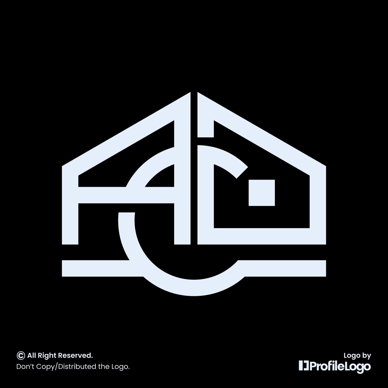 Minimalist building home letter AC logo or ADC logo by ProfileLogo with black background