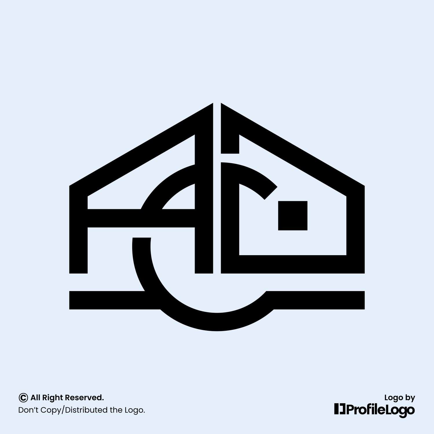 Minimalist building home letter AC logo or ADC logo by ProfileLogo with light blue background