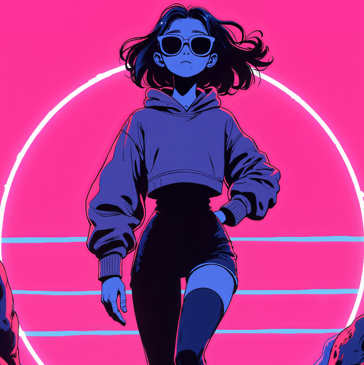 Cute and kawaii wallpaper collection featuring a stylish cartoon girl with sunglasses, bold pink tones, and playful retro character art.