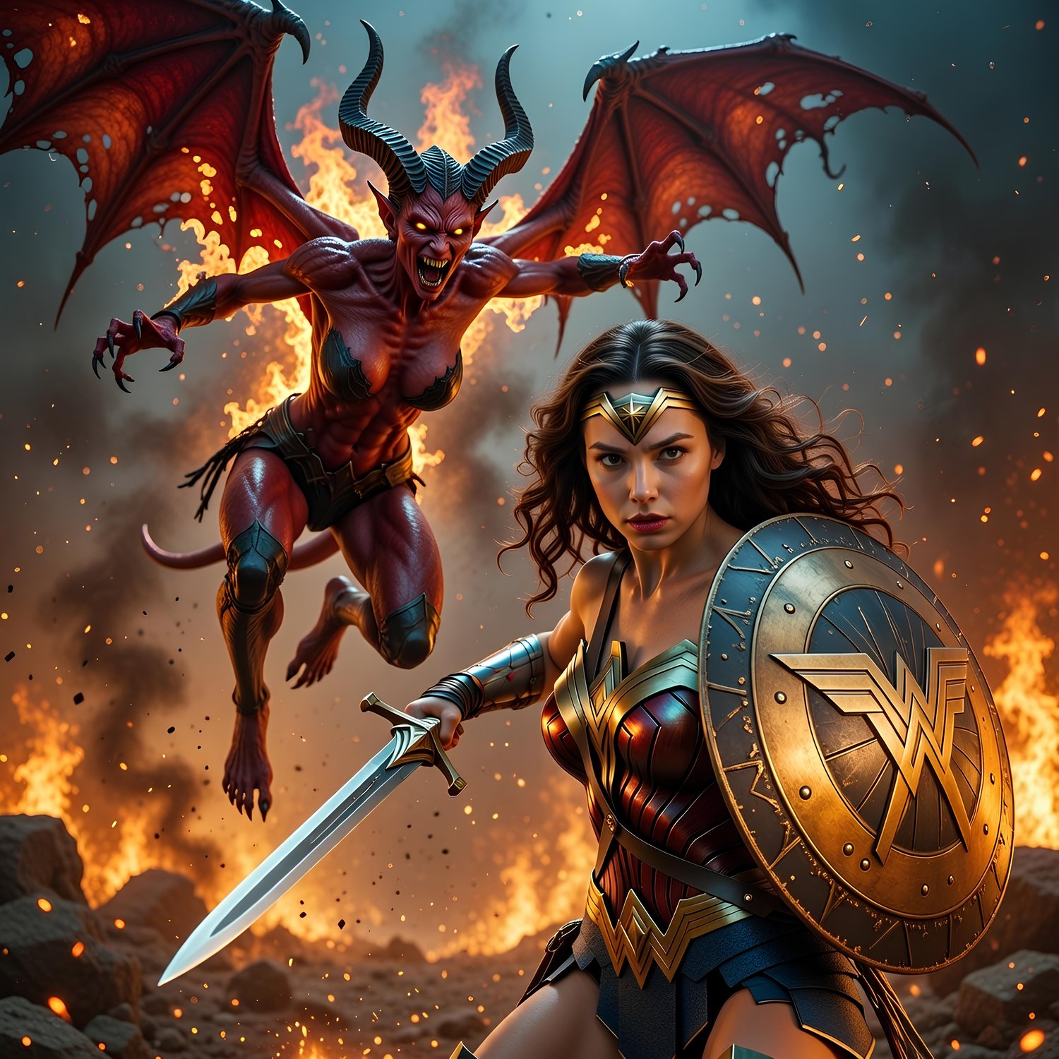 Wonder Woman engaging on the forces of hell 1