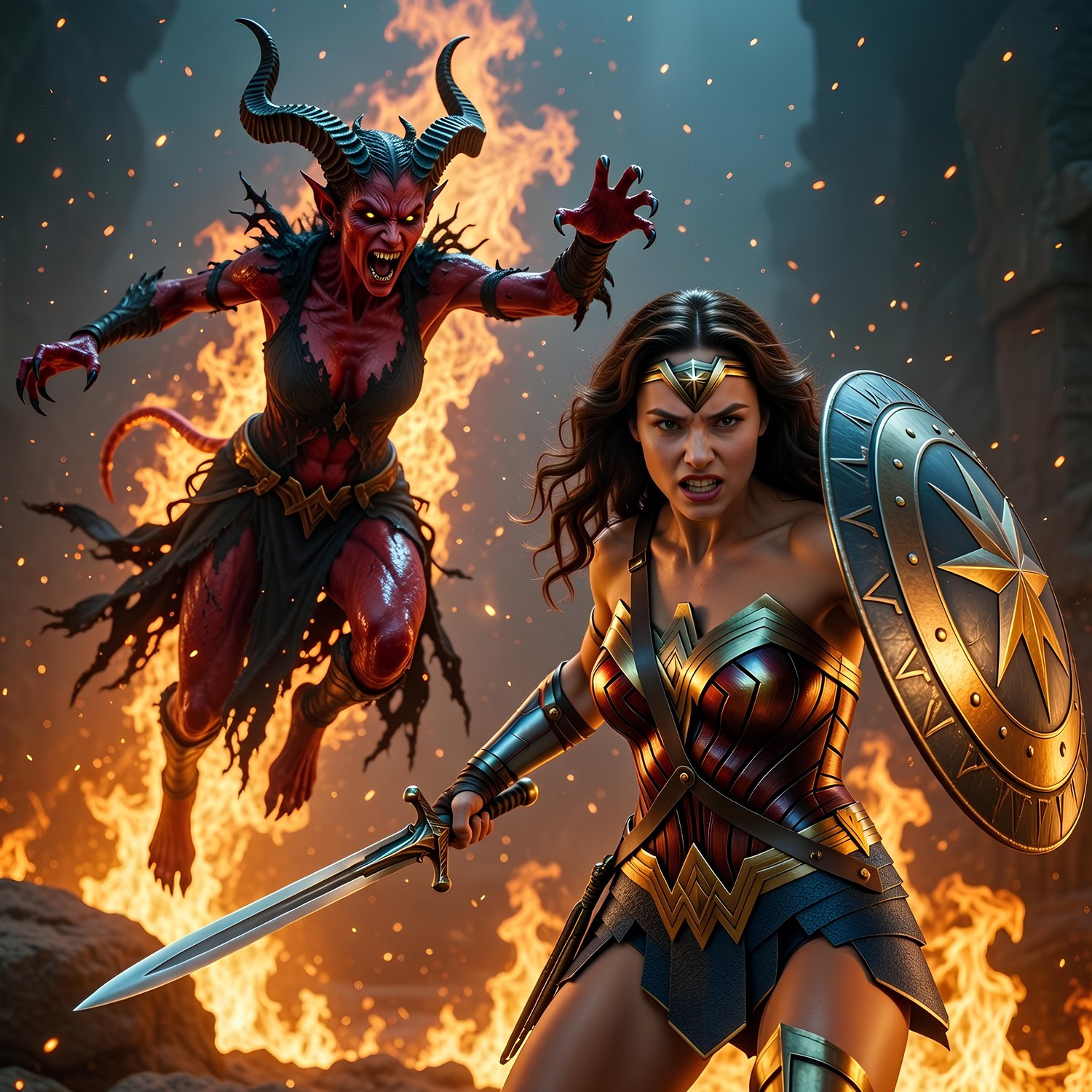 Wonder Woman engaging on the forces of hell 3