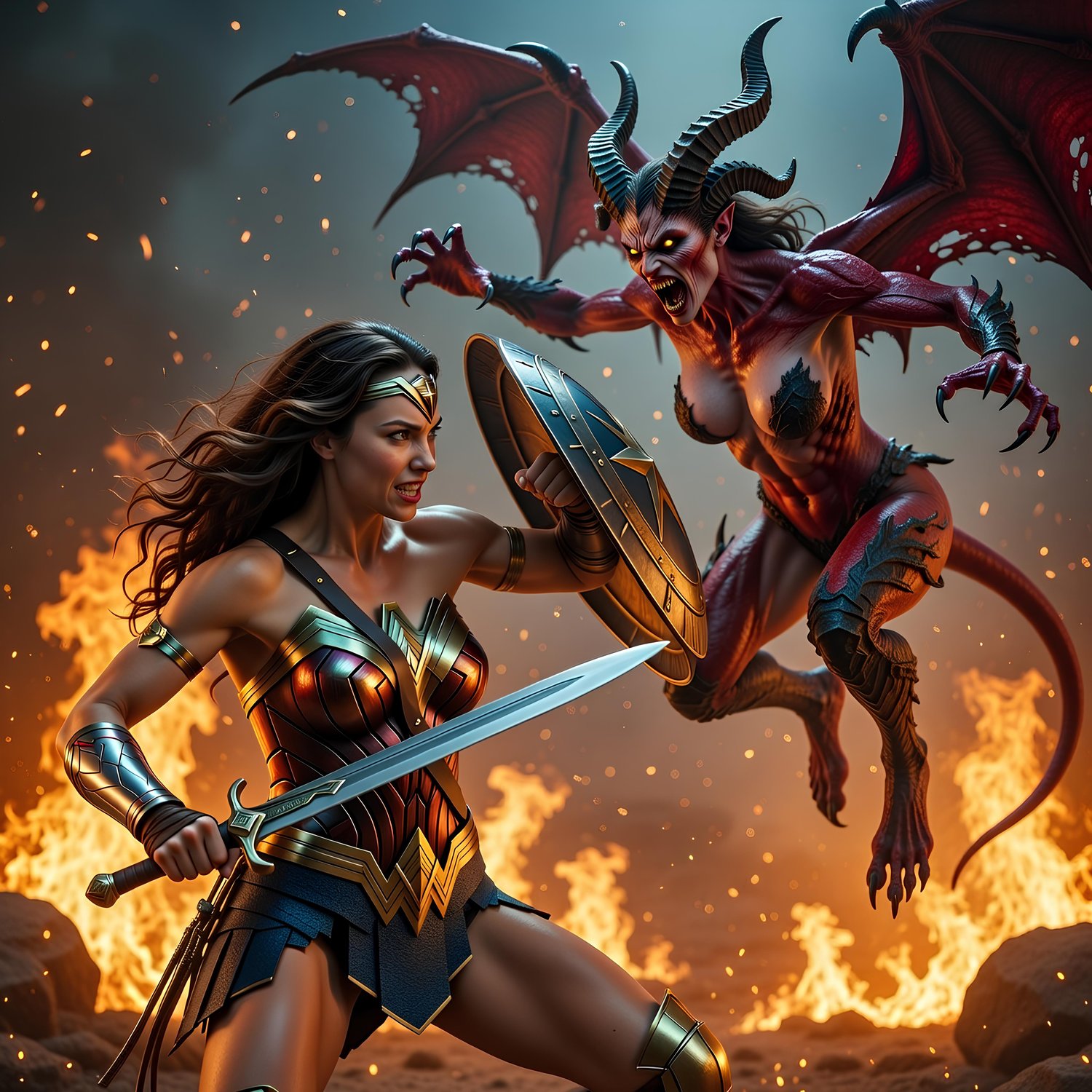 Wonder Woman engaging on the forces of hell 4