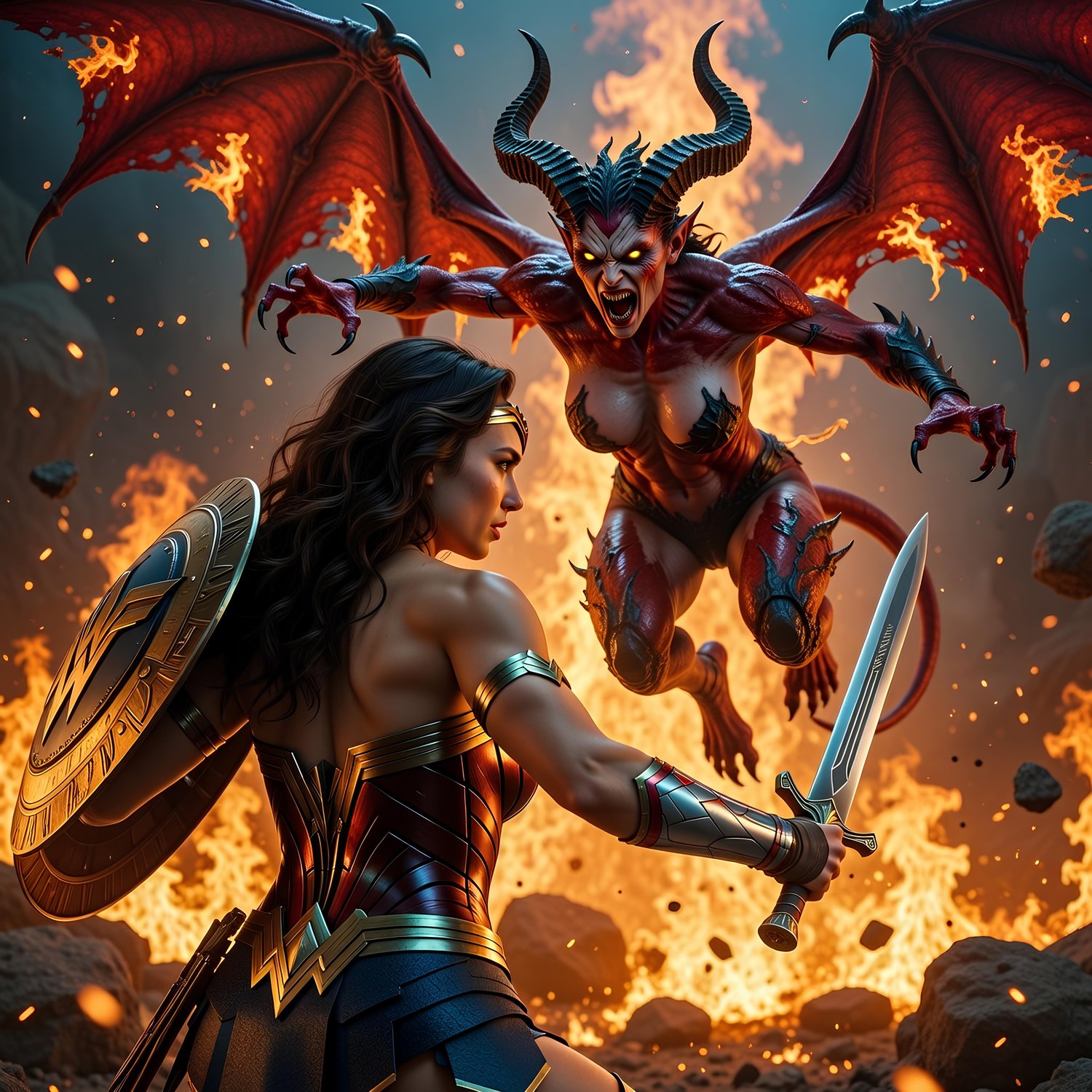 Wonder Woman engaging on the forces of hell 5