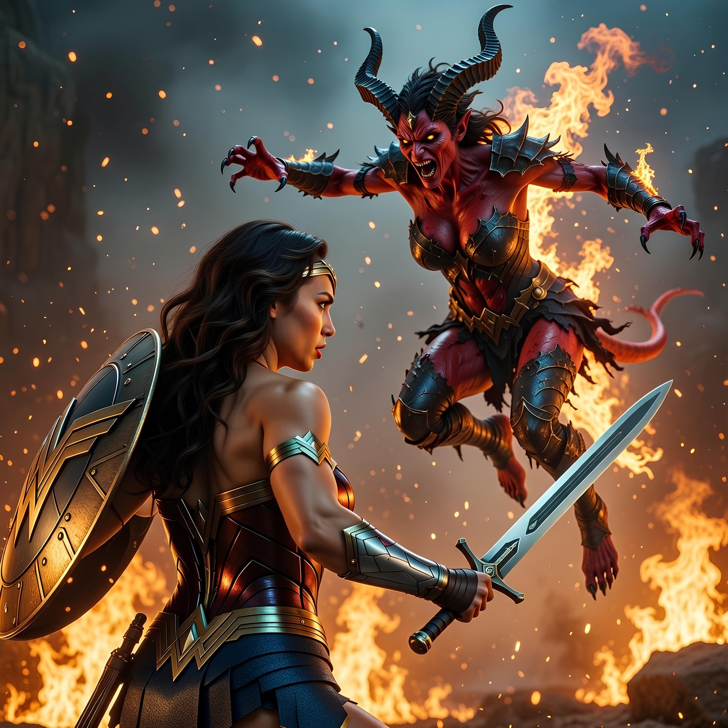 Wonder Woman engaging on the forces of hell 7