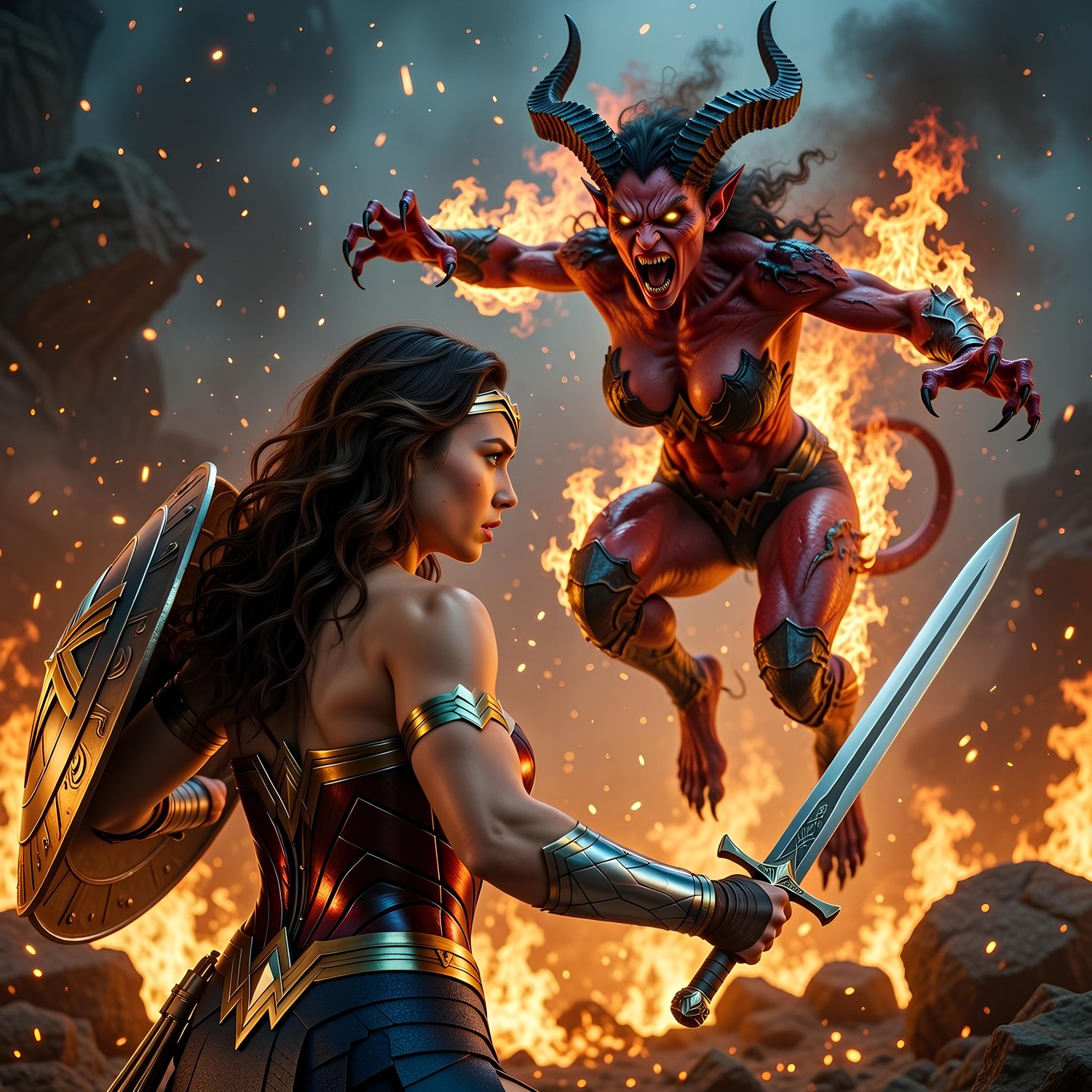 Wonder Woman engaging on the forces of hell 8