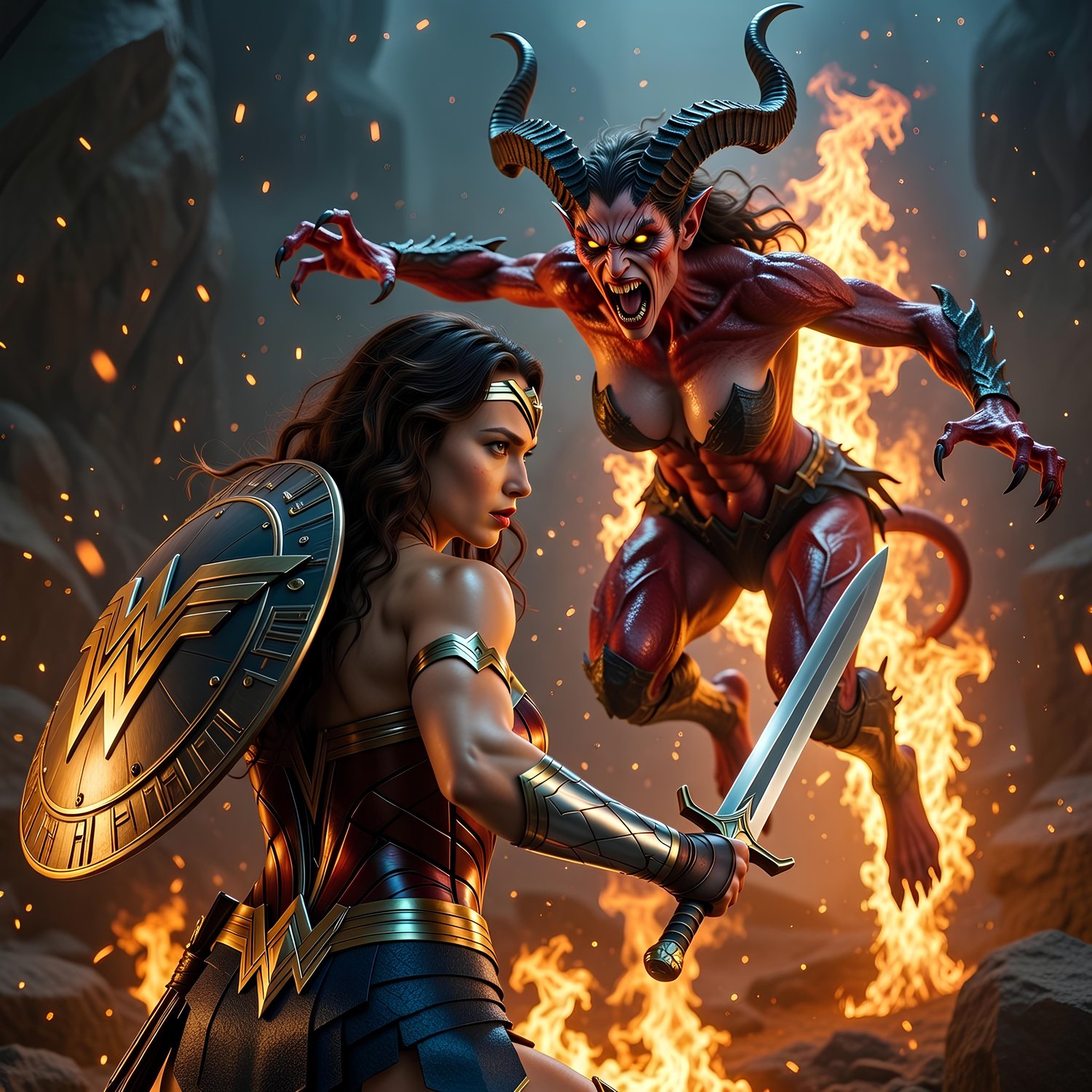 Wonder Woman engaging on the forces of hell 6