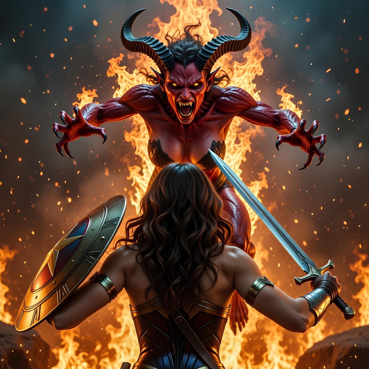 Wonder Woman engaging on the forces of hell 9