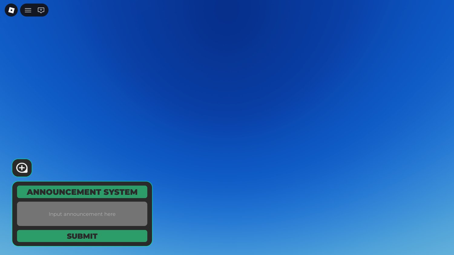 Roblox in game announcement display