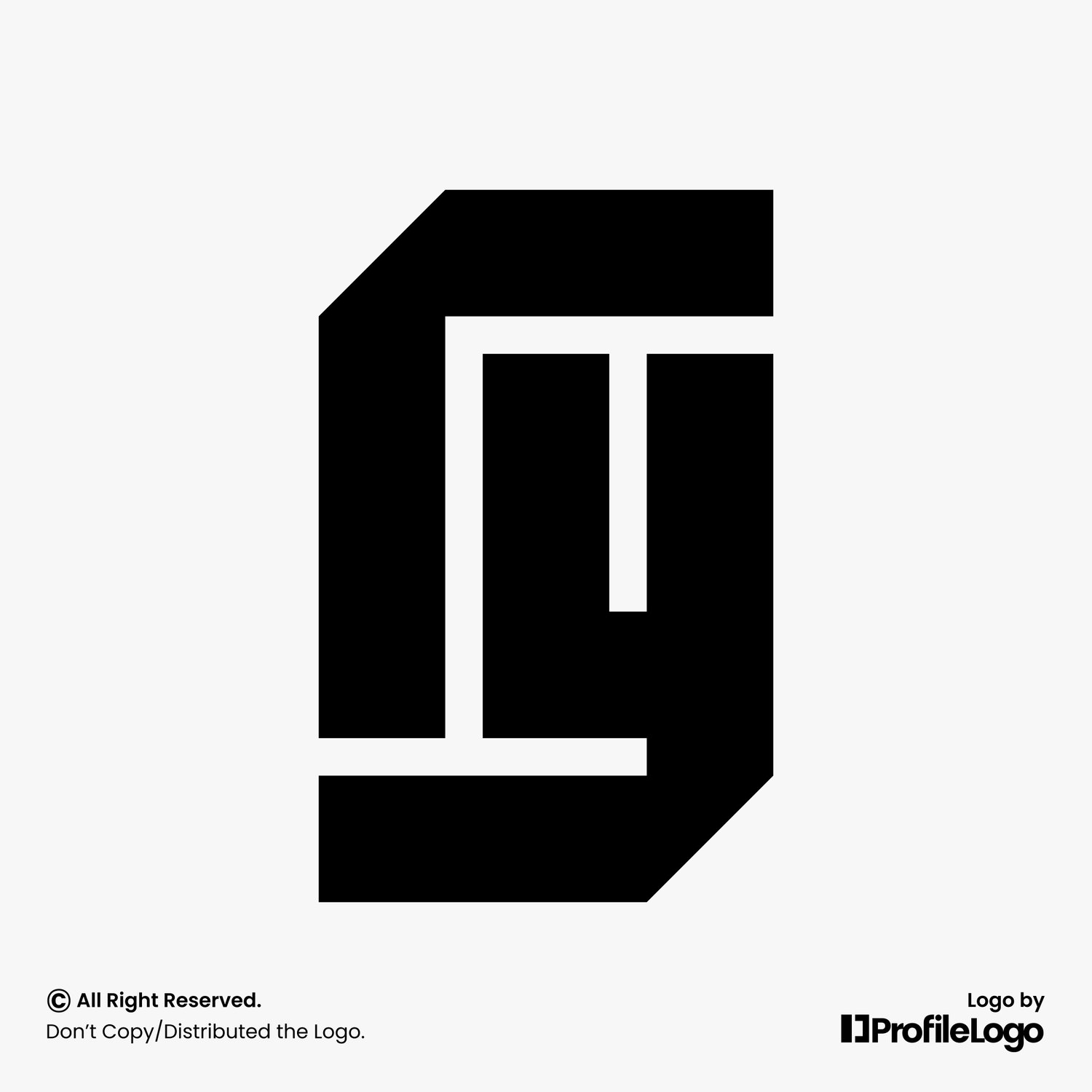 Minimalist line initial RY logo or YR logo by ProfileLogo with light grey background