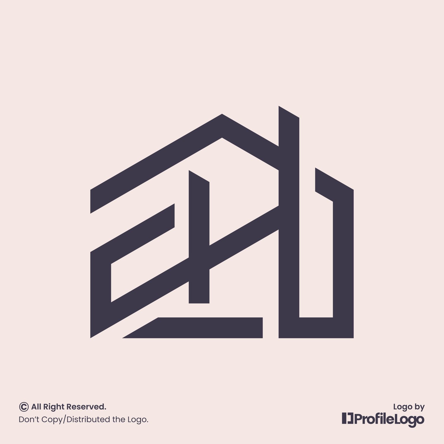 Line home building letter EH logo by ProfileLogo with light background