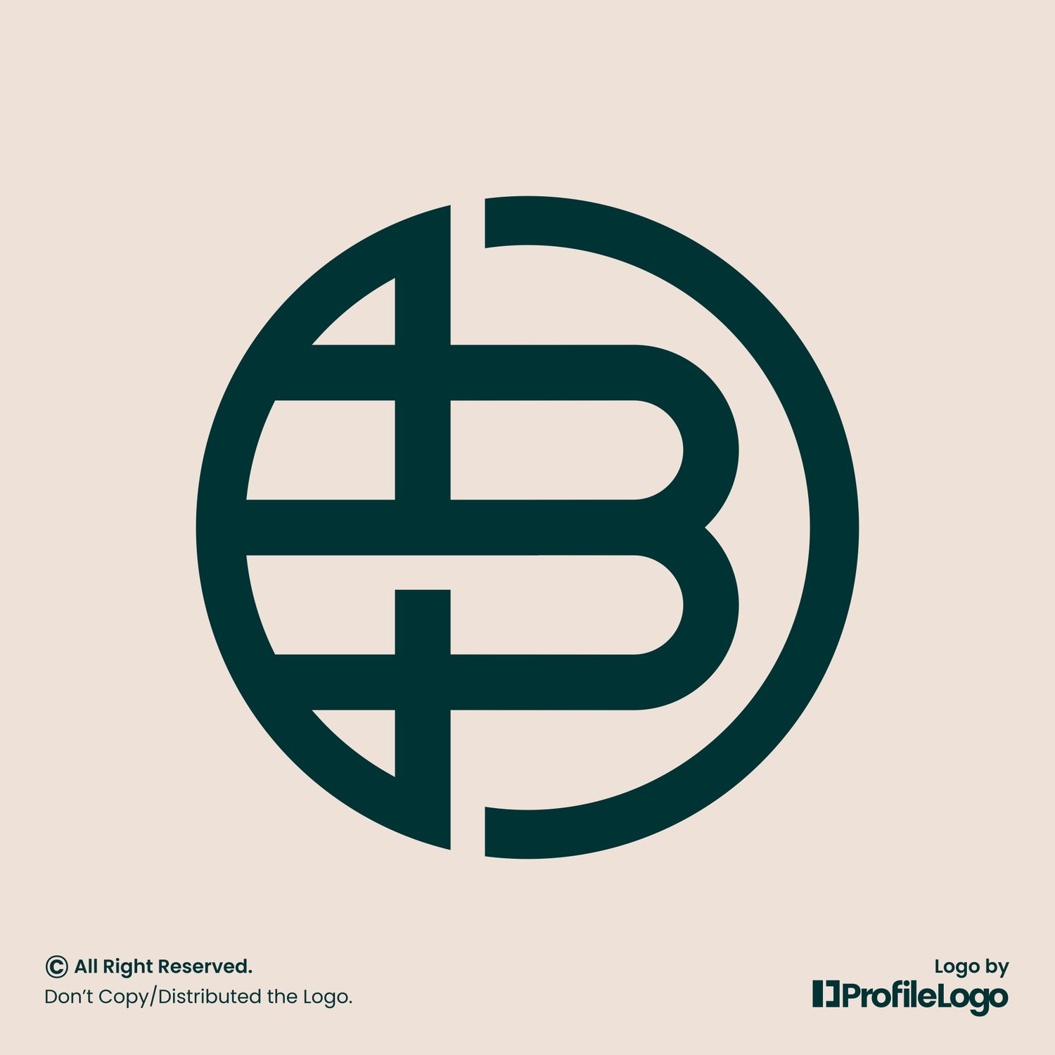 Luxury line circle letter B logo by ProfileLogo with light background