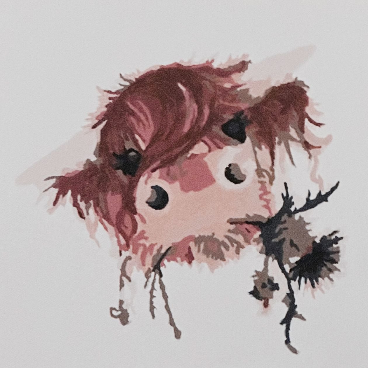 Painting of a Highland Cow and Thistle.