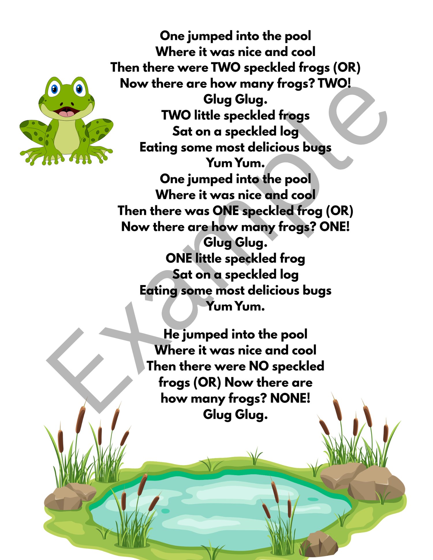 5 Little speckled Frogs Counting & Song Activity 🐸 - Payhip