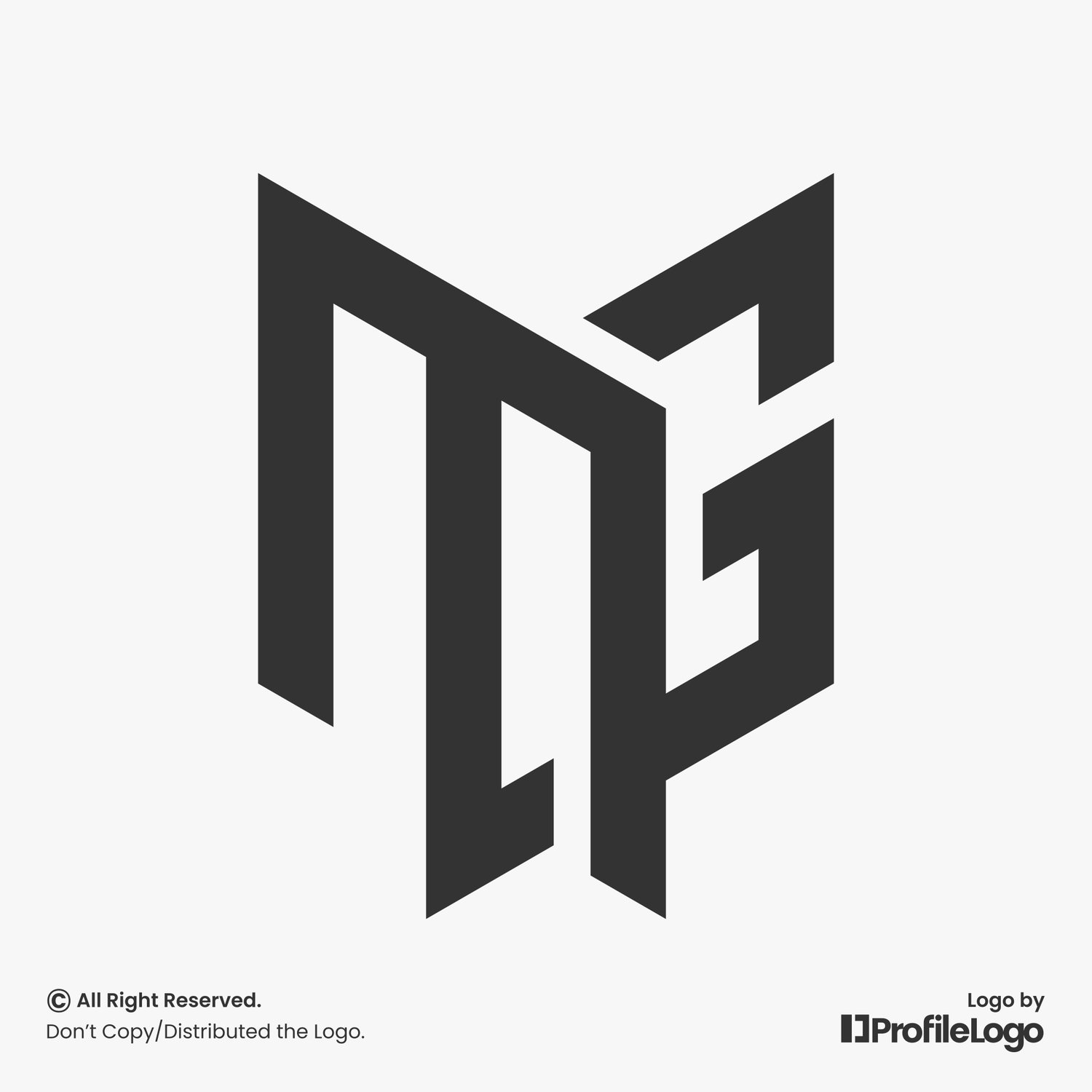 Modern monogram letter MG logo or GM logo by ProfileLogo with light grey background