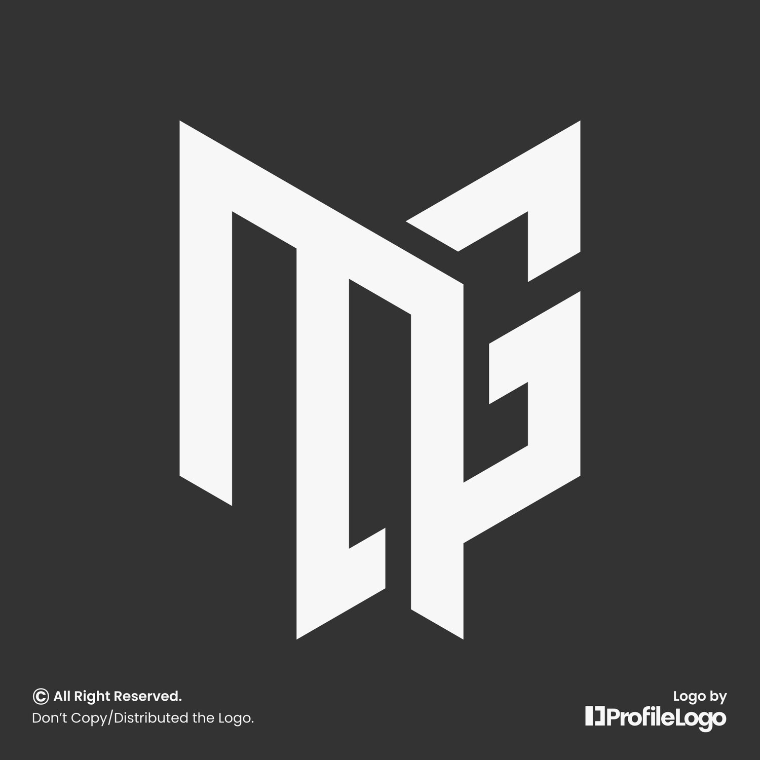 Modern monogram letter MG logo or GM logo by ProfileLogo with black background