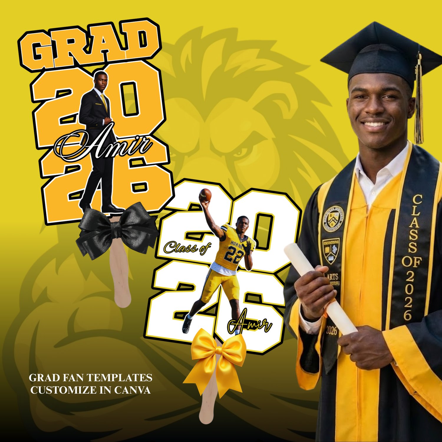 Grad Fan Template Bundle (Black/Yellow) - Payhip