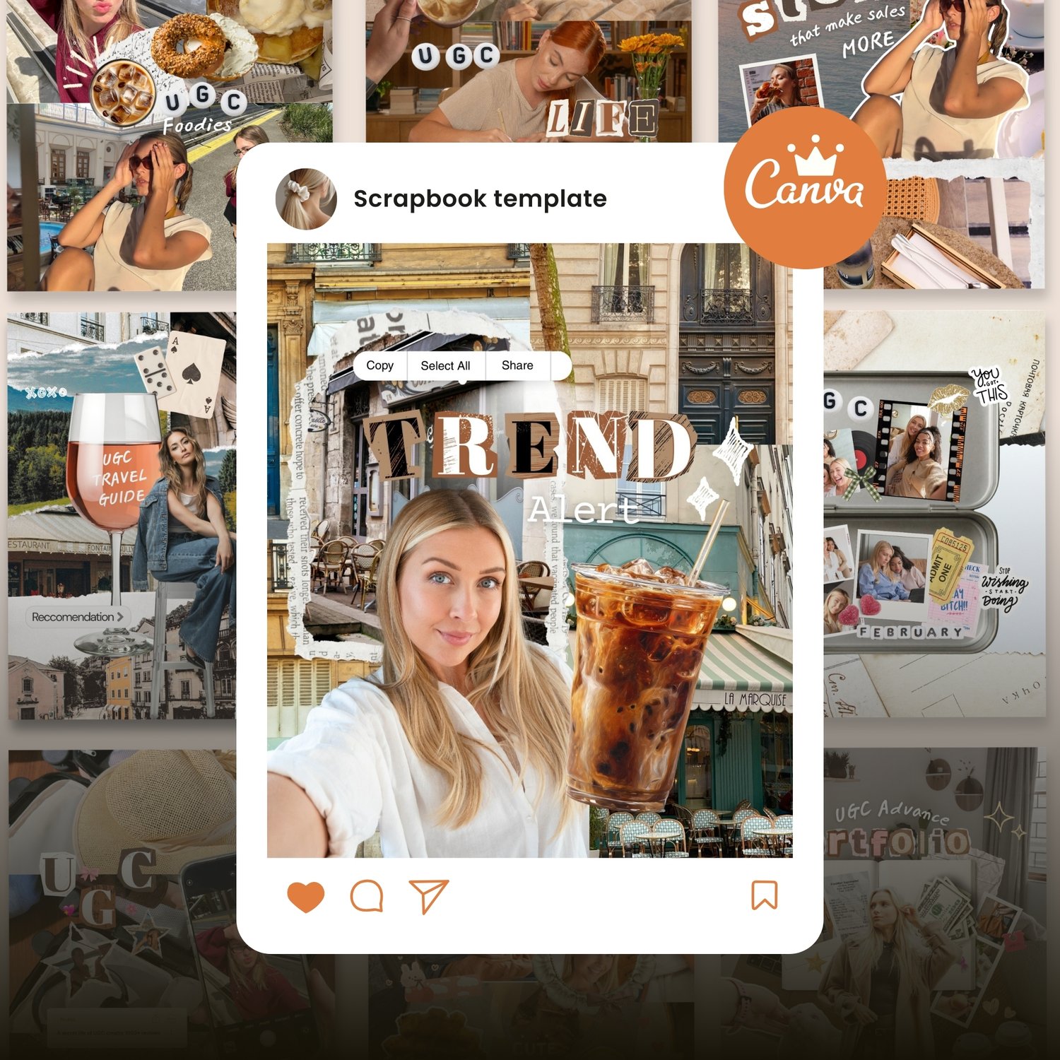 Digital scrapbook instagram post template for UGC creator