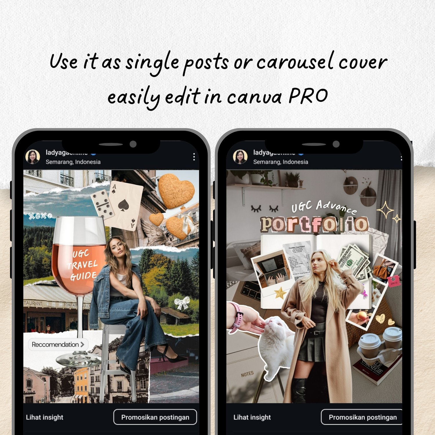 Digital scrapbook instagram post template for UGC creator