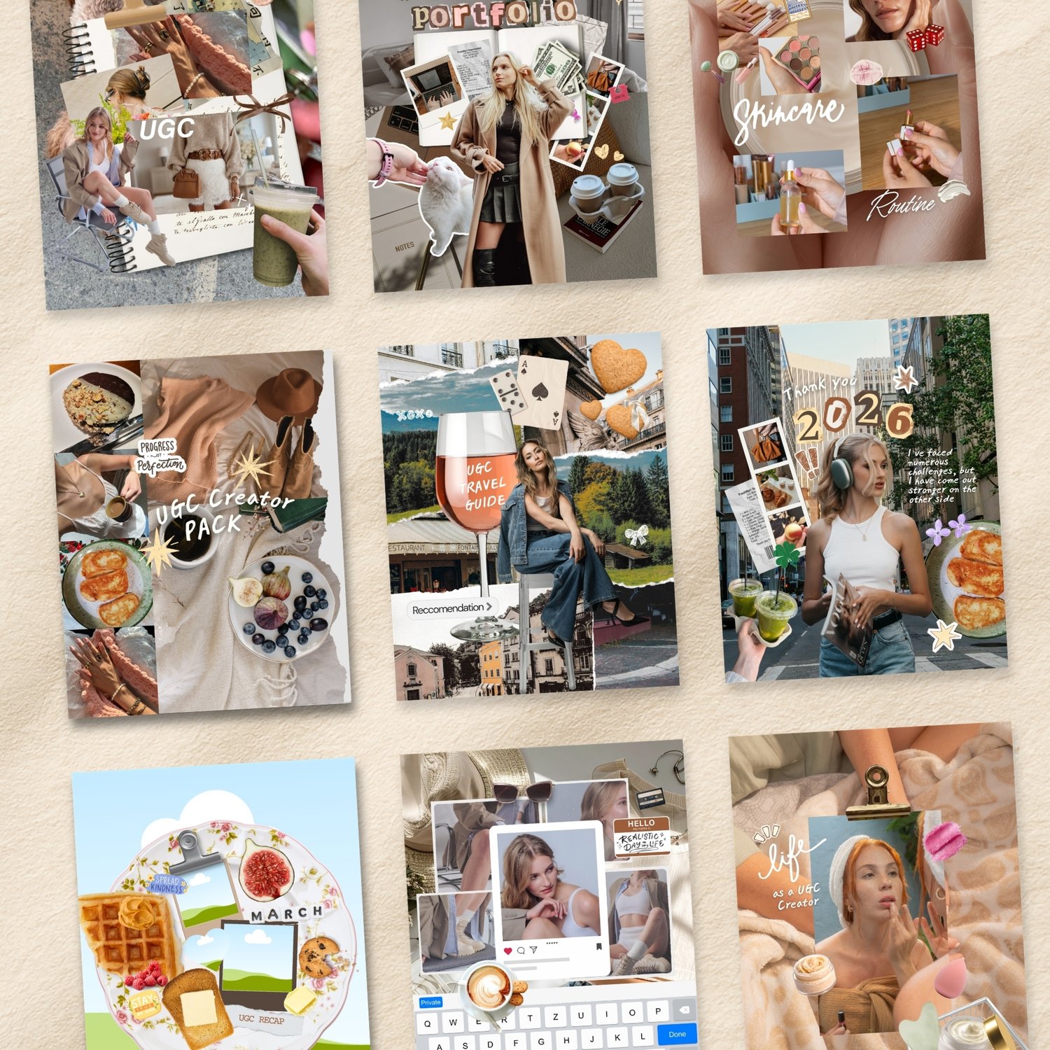 Digital scrapbook instagram post canva pro template for UGC creator
