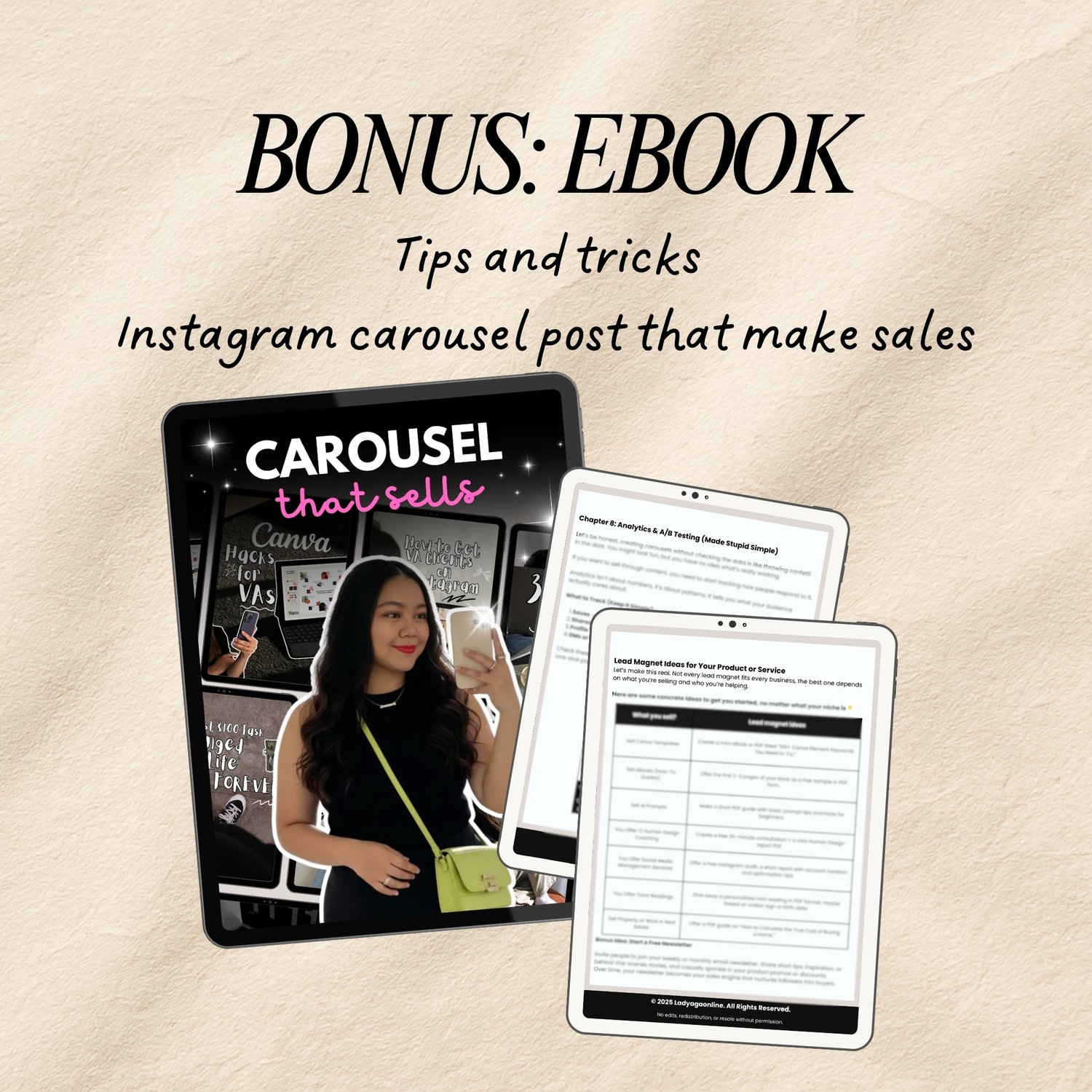 e-book tips and tricks instagram carousel post that make sales
