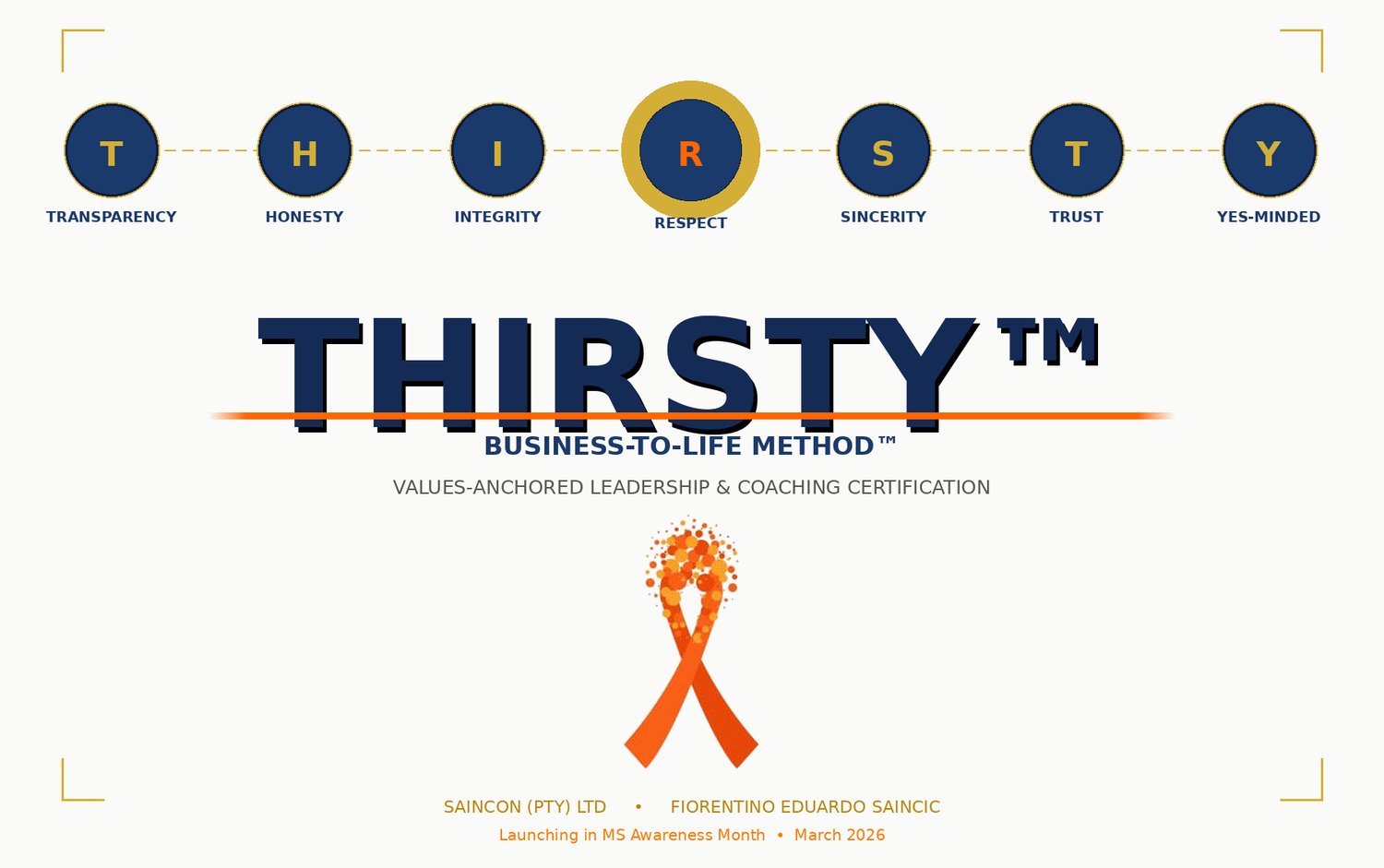 THIRSTY™ Business-to-Life Method™  Seven principles. One framework. Built from 25+ years of real leadership experience — and designed to travel with you from your professional life into everything else.  T · H · I · R · S · T · Y  Transparency · Honesty · Integrity · Respect · Sincerity · Trust · Yes-Minded  This is not a personality quiz. It is a structured audit — and a beginning. DEI Inclusion #Multiple Sclerosis #MS #Neurodiverse