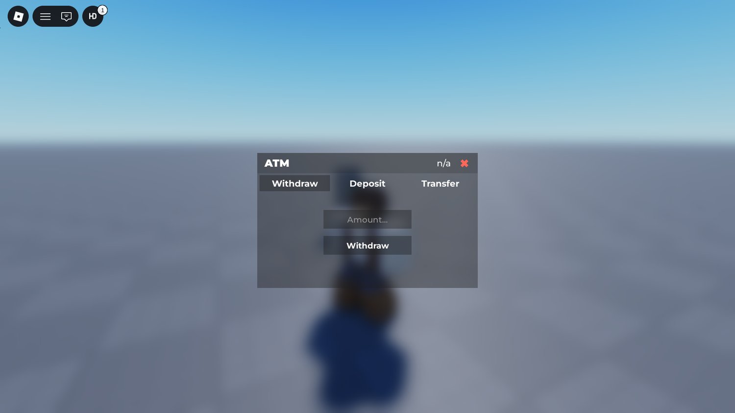 Roblox banking interface ATM system