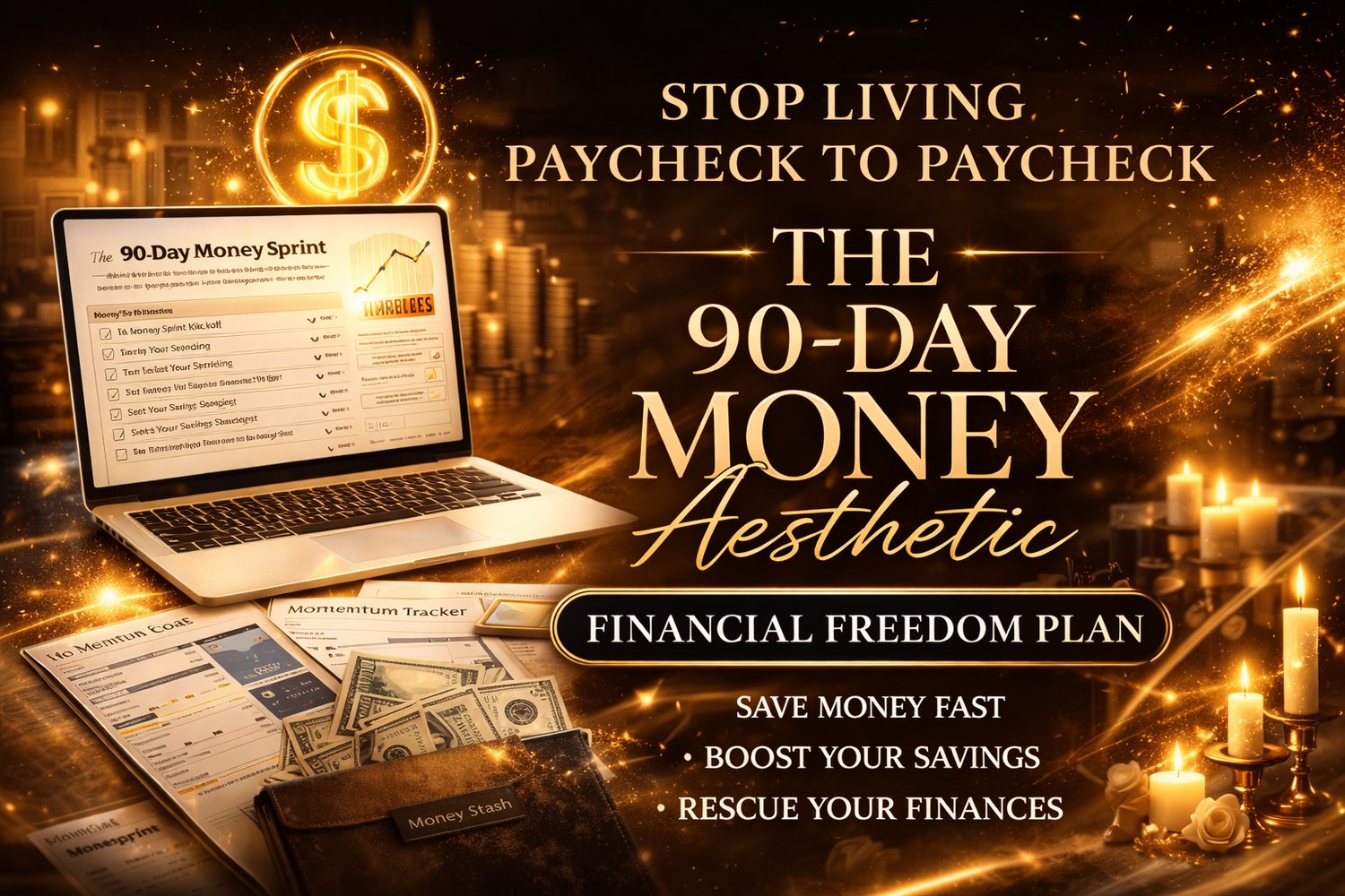 money reset pdf, 90 day money challenge, financial reset guide, save money pdf, debt payoff planner pdf, money habits workbook, budget reset printable, savings challenge pdf, stop living paycheck to paycheck, personal finance pdf, financial wellness guide
