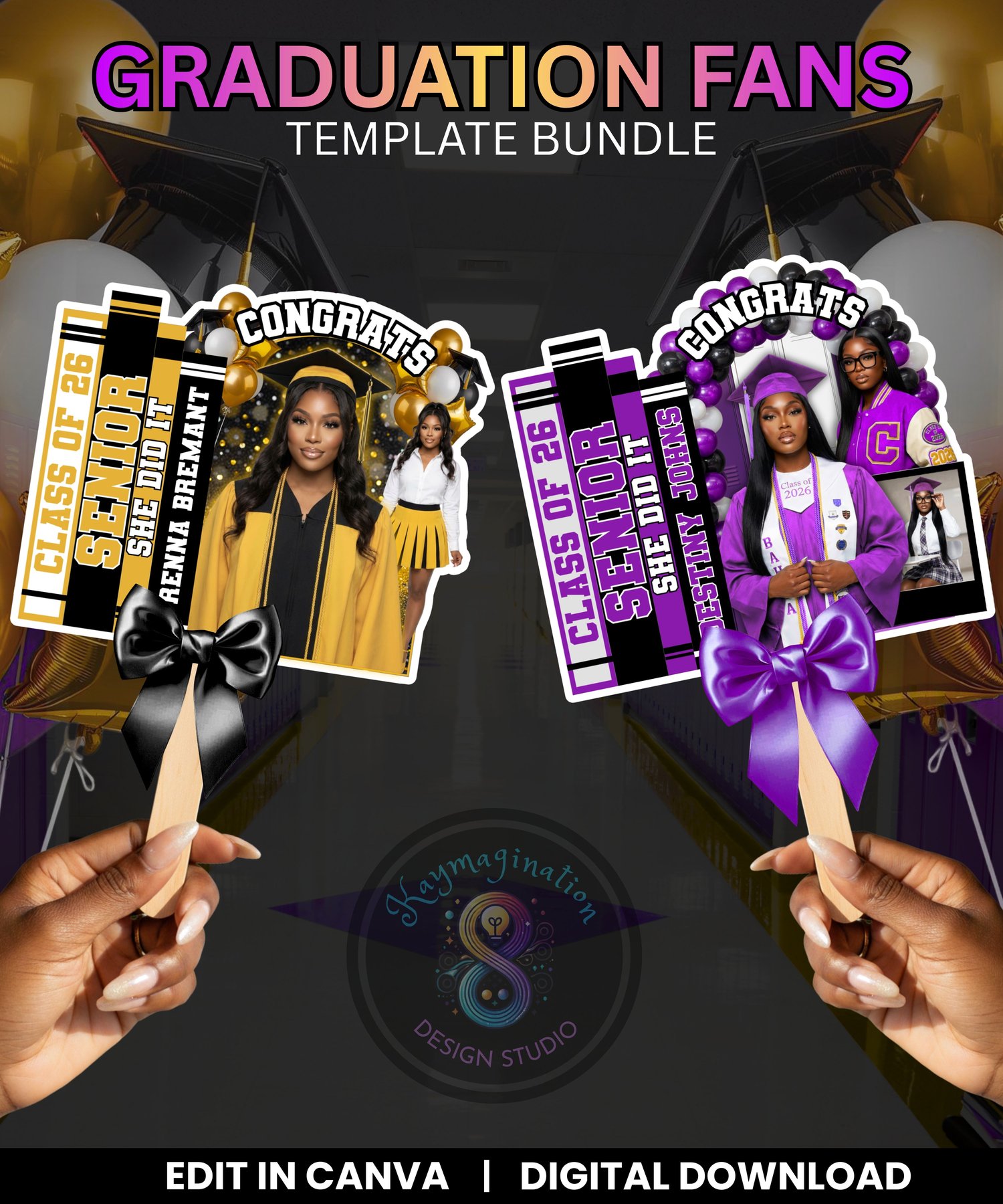 graduation fan template, grad fan template, graduation canva template, class of 2026 template, senior fan template, graduation fan bundle, graduation party fan, editable grad fan, senior 2026 template, graduation party decor, canva graduation template