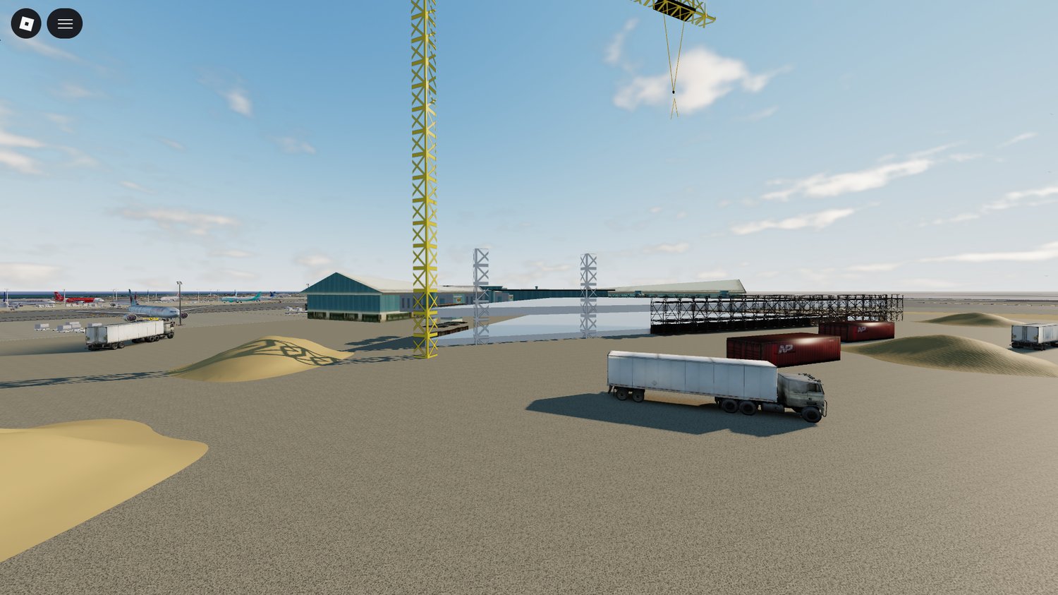 Large runway and airport buildings Roblox