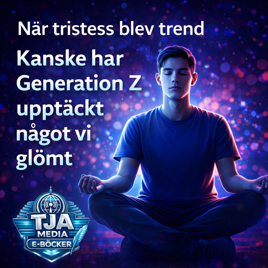 Illustration som symboliserar hur Generation Z hanterar digital stress och informationsöverflöd genom stillhet och reflektion. Bilden används i ett blogginlägg om sociala medier, tristess och behovet av pauser i en uppkopplad värld. Grafiken innehåller te