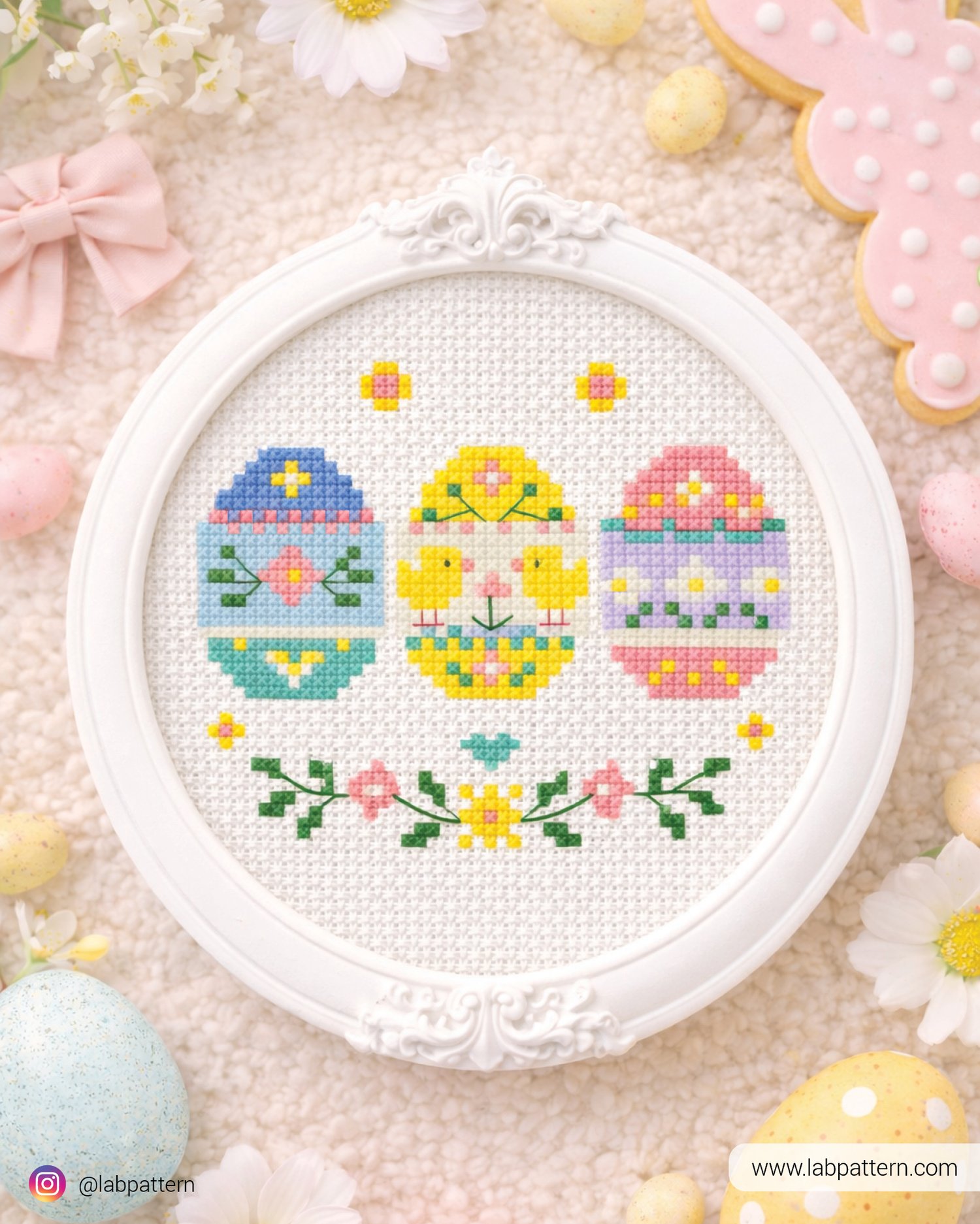Cute Easter Eggs Cross Stitch Pattern PDF