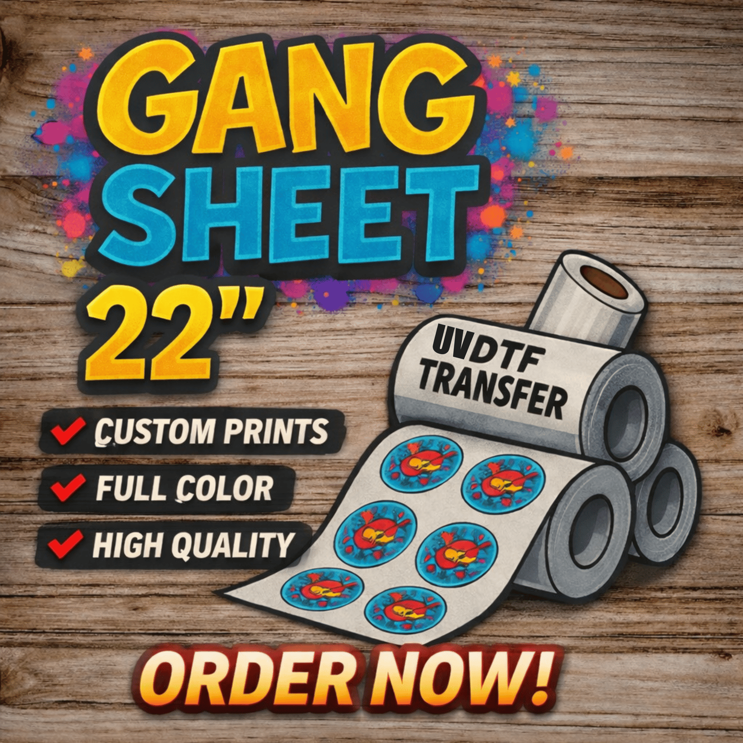 Custom UV DTF Gang Sheets | Your Design | Ready To Press