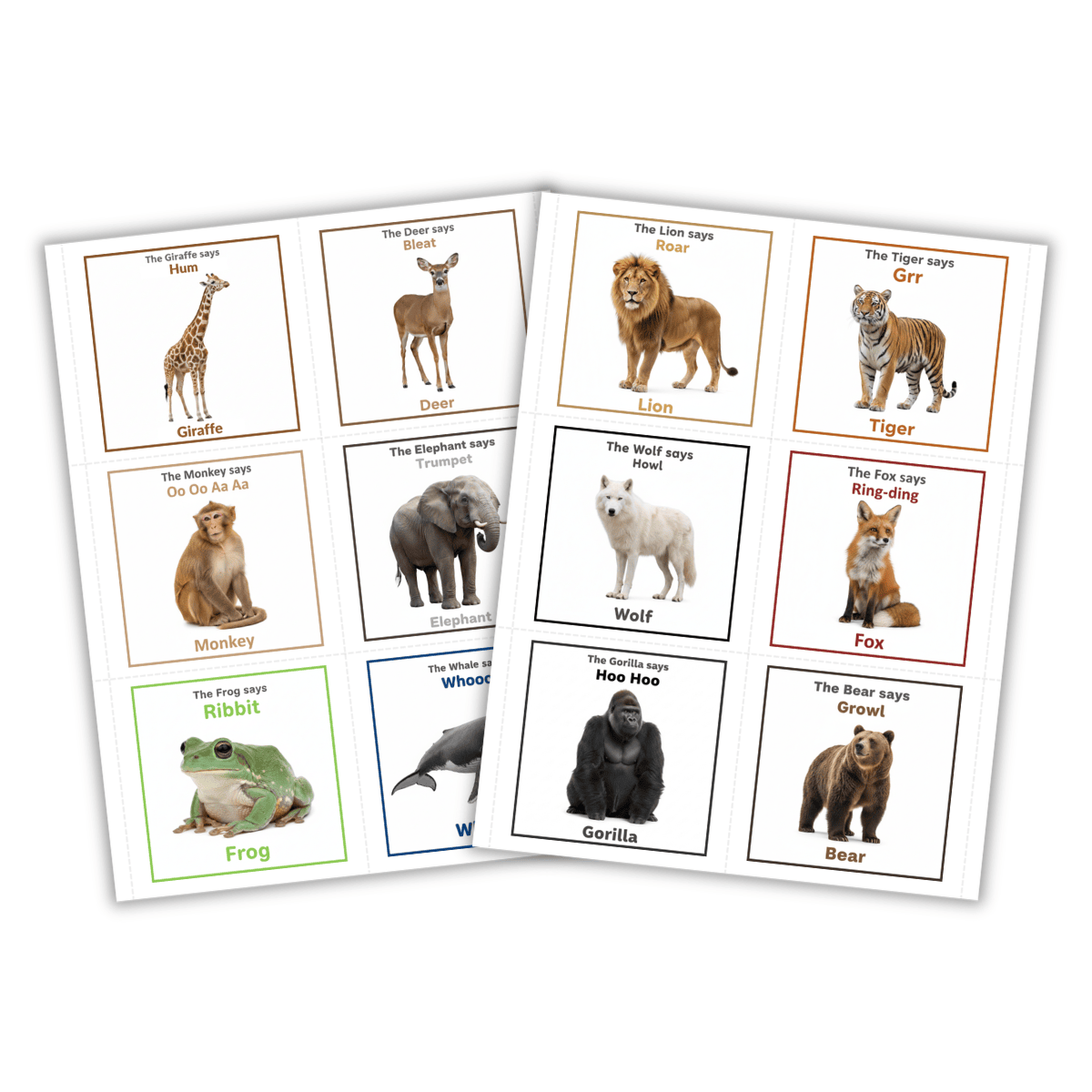 Animal Names & Sounds Printable Flashcards Pictures | Speech Therapy ...