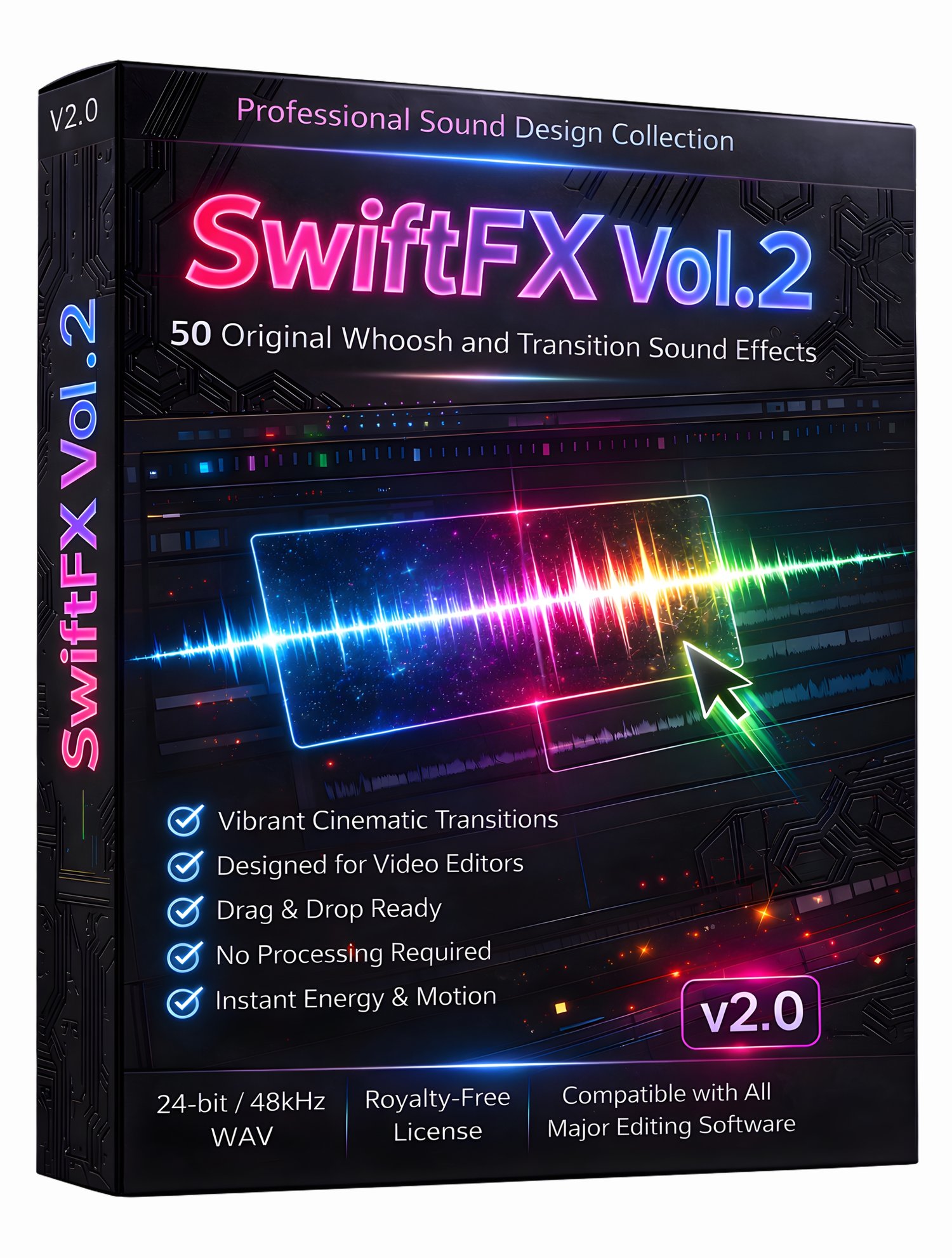 50 cinematic whoosh and transition sound effects for film, video editing, trailers, and motion graphics. Includes high-quality 48kHz / 24-bit WAV files designed for filmmakers, editors, and content creators. Royalty-free SFX ready for professional product