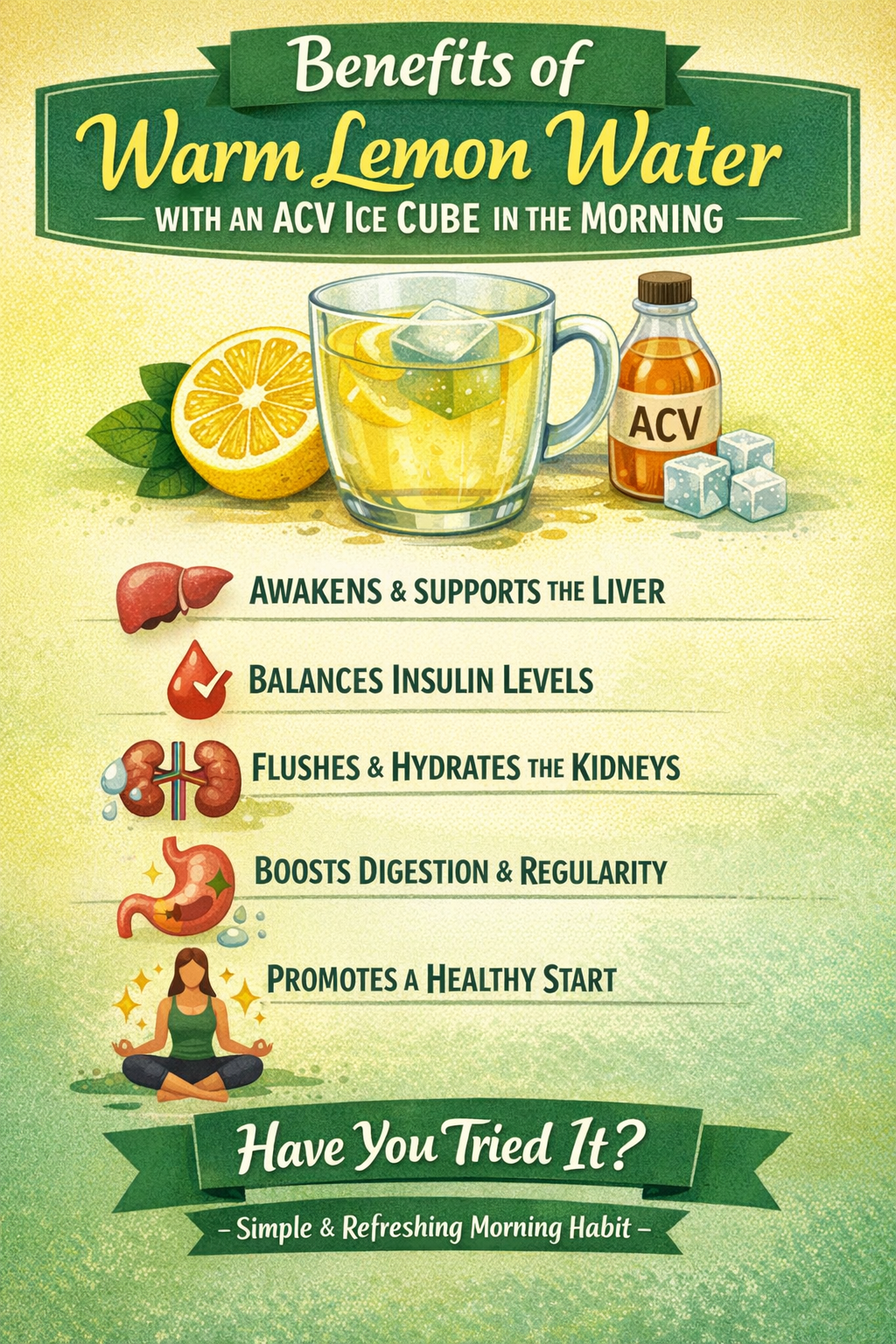 Benefits of Warm Lemon Water With an Apple Cider Vinegar Ice Cube in the Morning