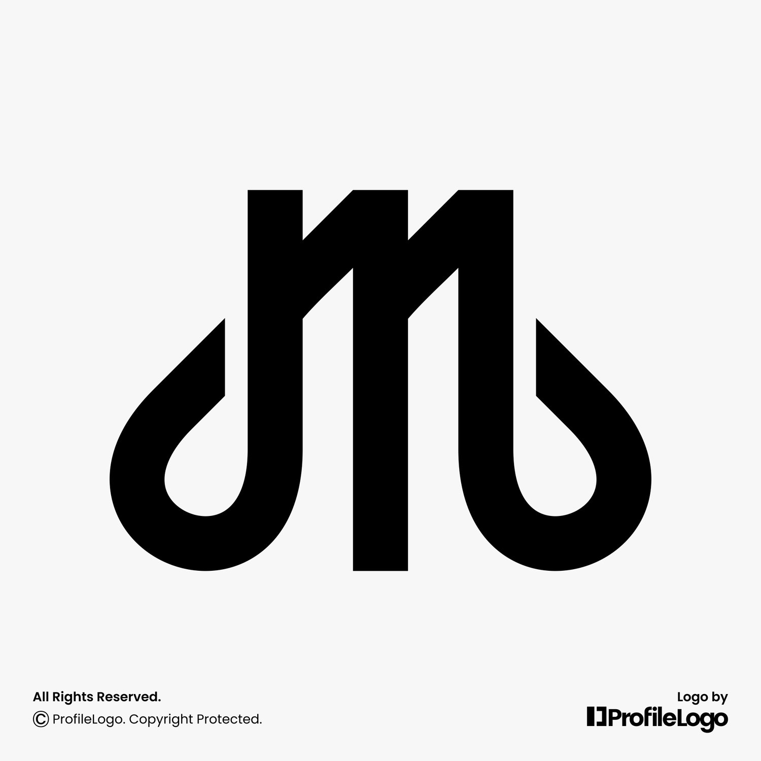 Simple letter M logo by ProfileLogo with light grey background