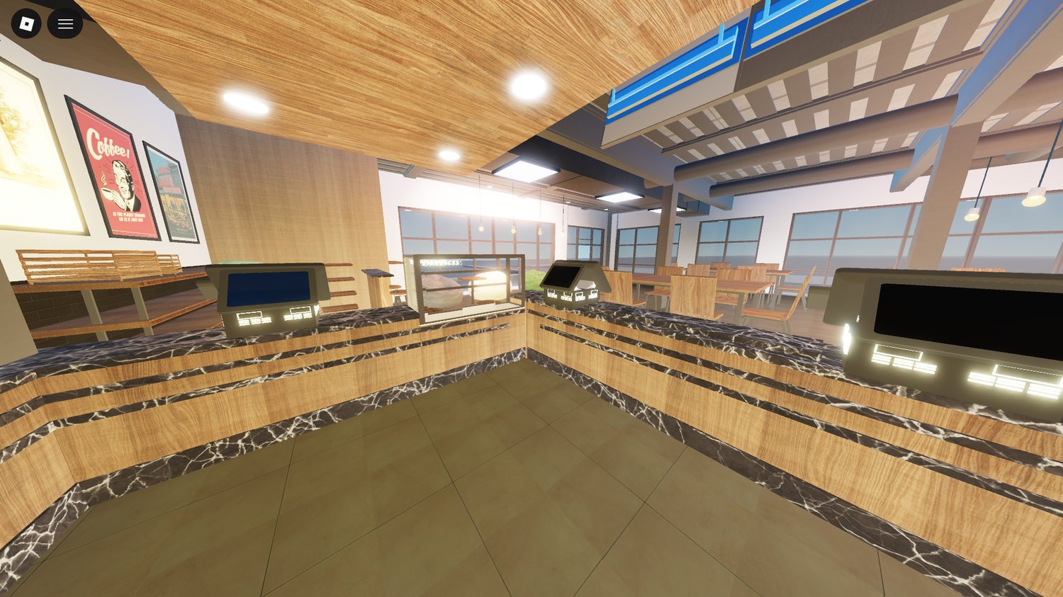 Roblox city coffee shop environment