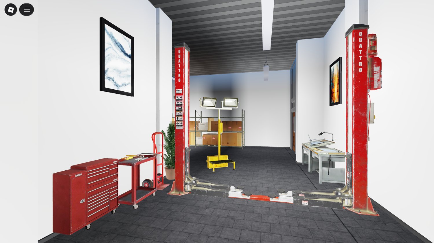 Roblox mechanic garage with cars