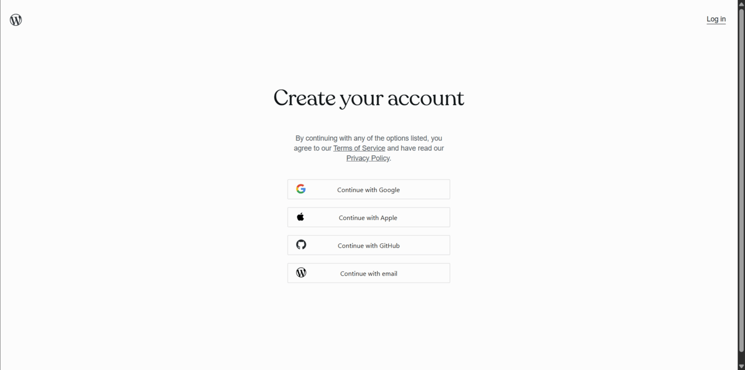 WordPress.com sign up