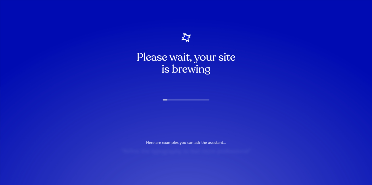 WordPress.com AI website builder creating a website