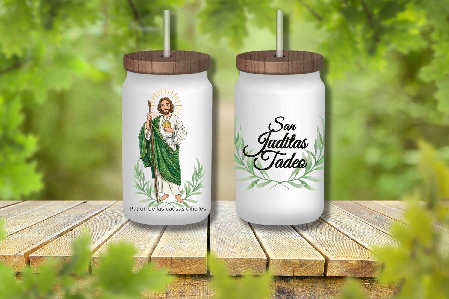 San Judas Tadeo Prayer Cup Wrap PNG ✨ Faith Based Sublimation Design