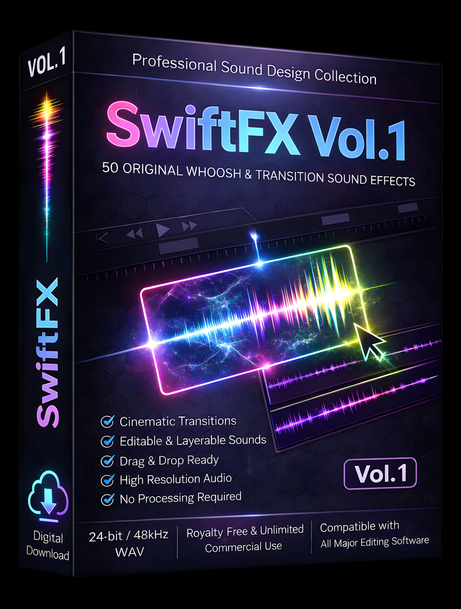 Bring movement and intensity to your edits with 50 original whoosh and transition sound effects. Delivered as high-quality 48kHz / 24-bit WAV files, perfect for film, trailers, video editing, motion graphics, and YouTube content. Royalty-free audio built