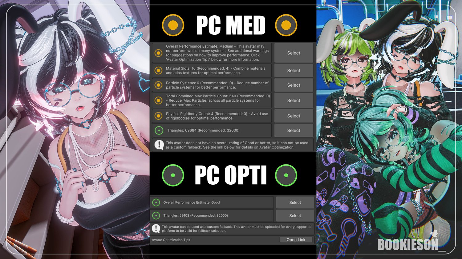 Yami's PC Optimized Avatar VRChat stats