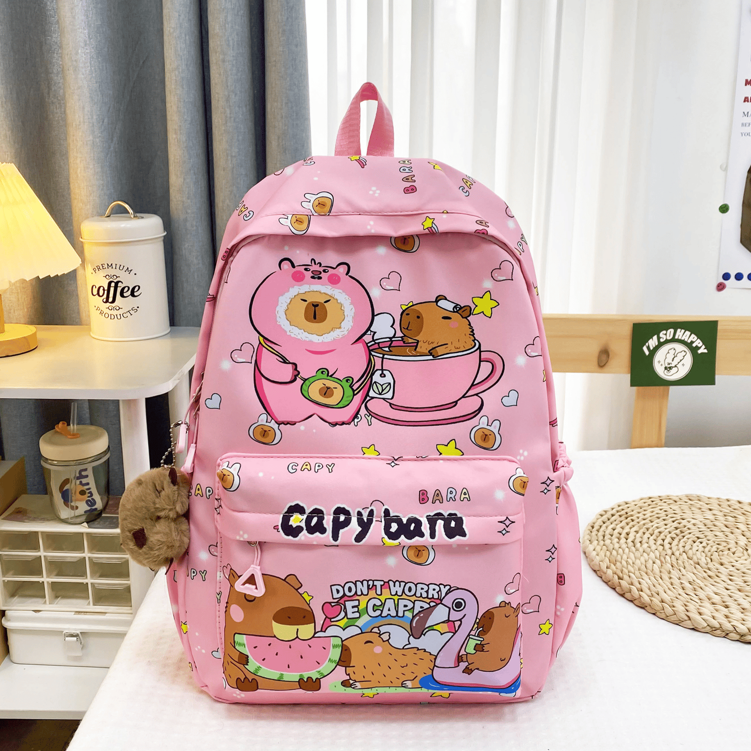 Capybara character school backpack for primary and middle school students
